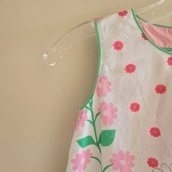 Mini Boden |Childs White Floral Lin/Ctn Dress, Slvls, Piped Neck & Armhole, 5-6Y - Picture 8 of 10